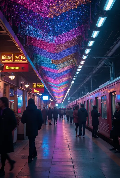 IMG_1018.CR2, photorealistic, Busy Train Station, rendered in the style of Fractal Synesthesia, infused with a Neo-Noir Baroqueaesthetic, finally brought to life with Bio-Luminescent Pointillism, emphasizing vibrant shades