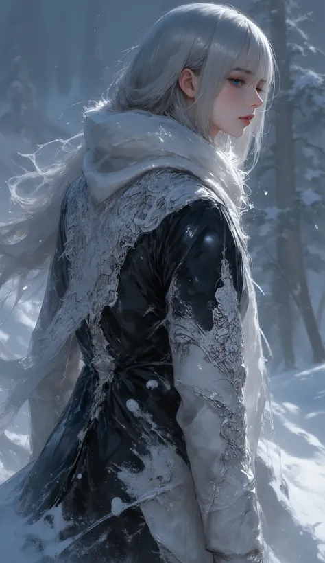 snowscape world, Movement, oil painting, a detailed painting, ink artistic conception, real paint texture, hyper-realistic, depth of field, (full body:1.3), fine facial features, dramatic lighting, Realistic, highly detailed, masterpiece, 8k, Cinematic Com...