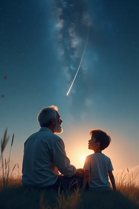 Dad and boy watching the universe 