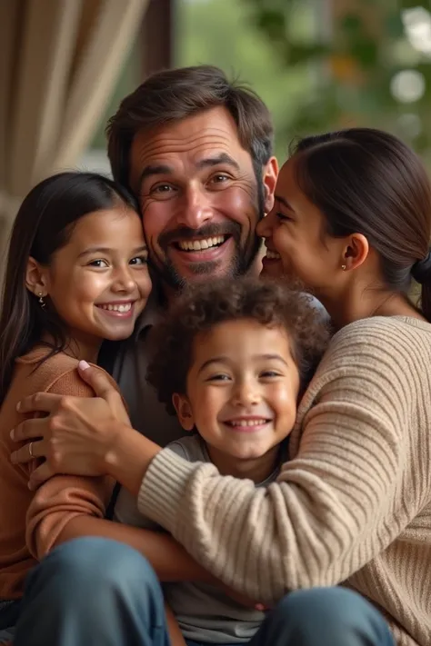 A man who smiled with his whole family in his arms