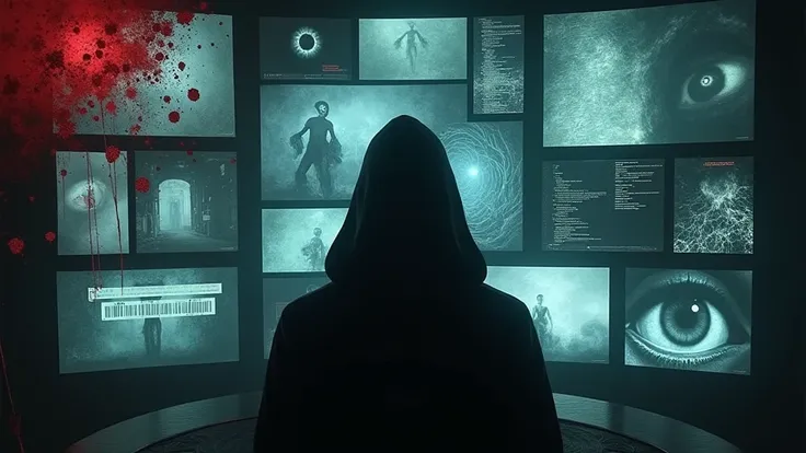 " 10 Horrors of the Deep Web that Will Expose Your Fear "

Description: Where the nightmare is just the beginning .

Visual style:  A hooded figure with his back in front of several screens showing disturbing images (codes, eyes).

 details :

Channel Name...