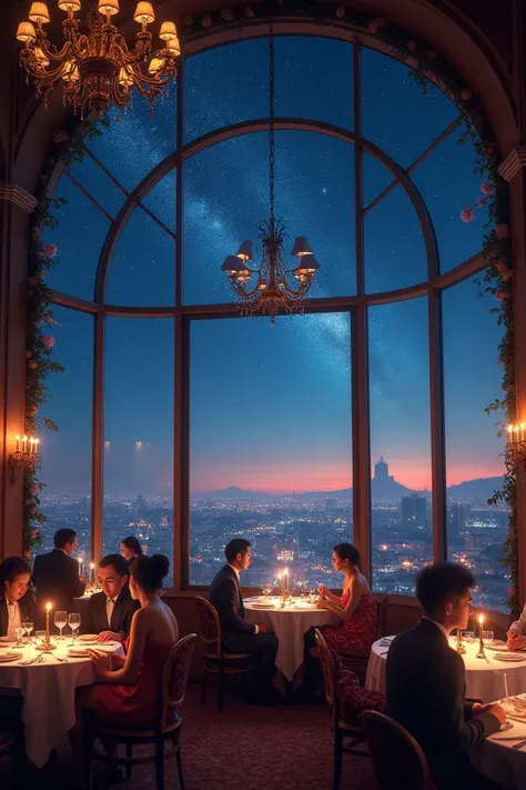 3rd floor restaurant with starry night 
