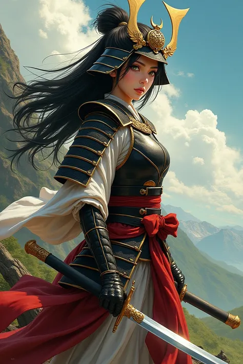 A Japanese anime-style woman, she is a warrior samurai who looks like Fiona from the movie Shurek 