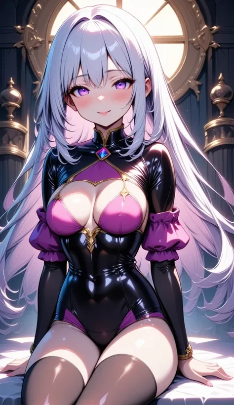  mature beautiful woman with ,( best quality, very detailed depiction , Incredible High Resolution ,High quality anime drawings),(Magical girl costume based on black and pink:2.0,Fluttering costume, latex bodysuit ,Body net suit, black tights, thigh-high b...