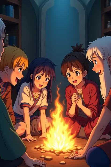 Art: Gossiping figures around a fire, telling exaggerated stories of Penelope.
Dialogue: “Did you hear? She waited and waited… for nothing!”
Dialogue/Narration: “What can a woman do when scandalous gossip travels the world?” anime style 