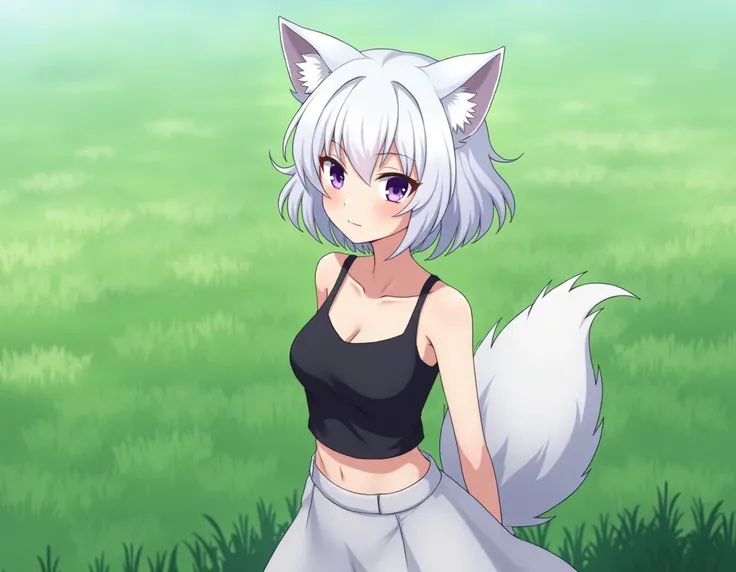 anime style, masterpiece, newest, absurdres, safe, masterpiece, newest, absurdres, safe, masterpiece, newest, absurdres, safe, (masterpiece), best quality, expressive eyes, perfect face. older female with white hair and violet eyes. has wolf ears and a whi...