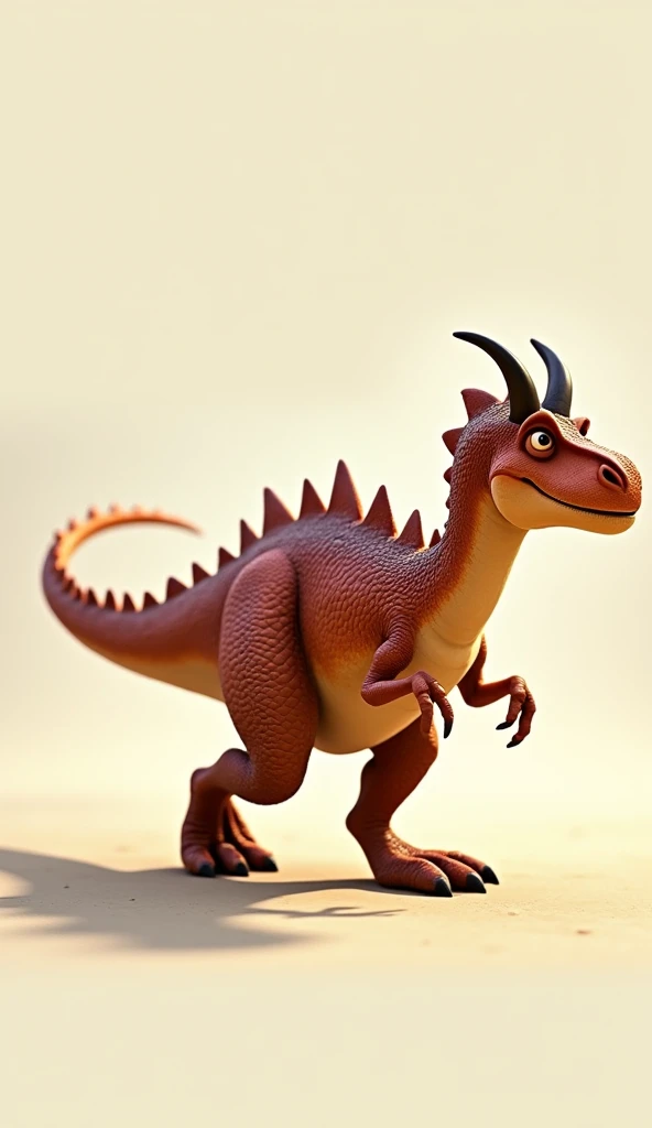 A dinosaur walking,from side,full length 3d animated cartoon