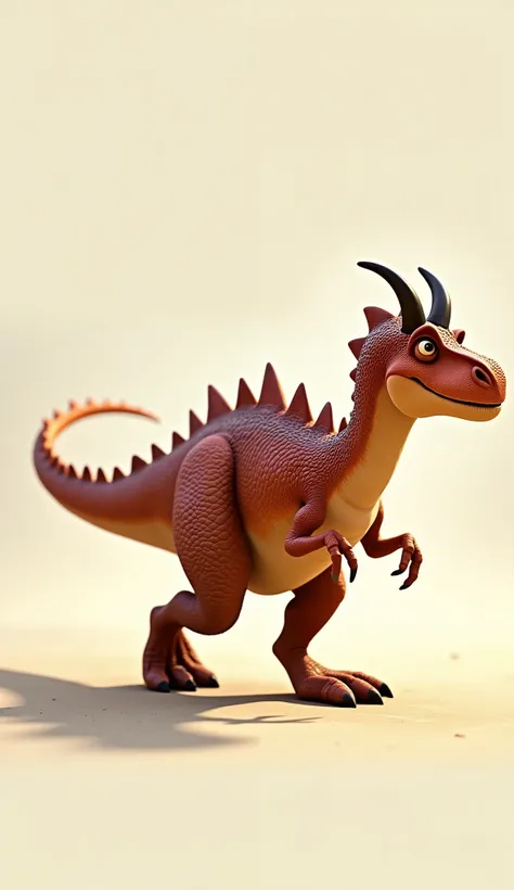 A dinosaur walking,from side,full length 3d animated cartoon