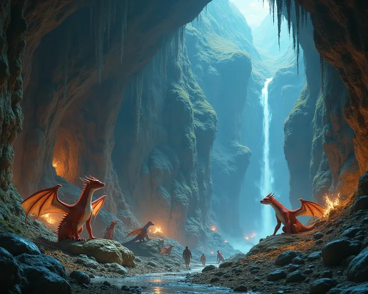 a cave and home to several dragons inside a mountain 