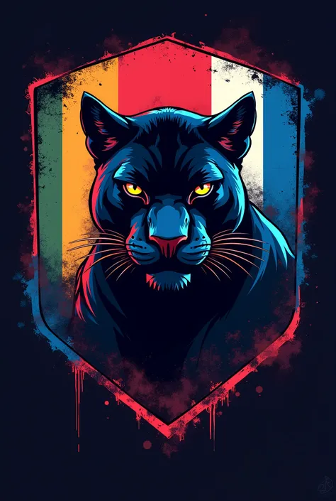 LATAM VLution , Create me a gamer logo with that name ,  with a panther in the center and Latin flags around it 