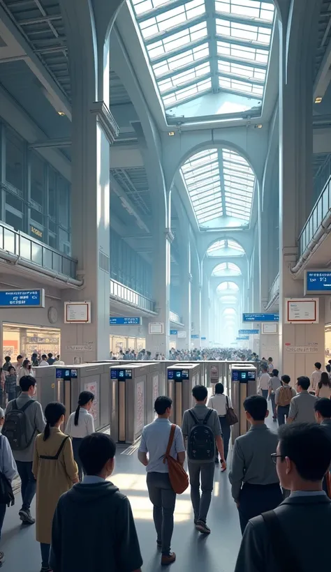 Japanese Station、The height of an automatic ticket gate、A lot of people are going