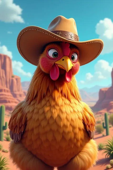 Chicken with a cowboy hat 