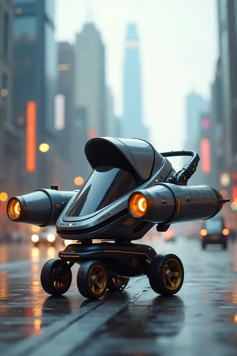 Make a pram with very big rockets on its both sides