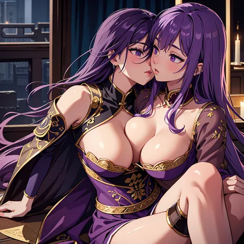  Extremely Delicate and Beautiful , wonderful,  in fine detail, masterpiece,  super detailed,  high definition , best illustration ,  High Quality , intricate details ,  cinematic lighting,  anime style , 1 teenage assassin girl,  purple hair , Chinese sty...