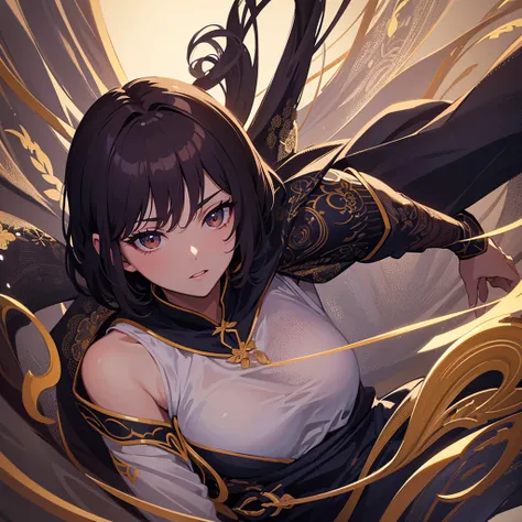  Extremely Delicate and Beautiful , wonderful,  in fine detail, masterpiece,  super detailed,  high definition , best illustration ,  High Quality , intricate details ,  cinematic lighting,  anime style , teenage assassin girl,  shorthair, Chinese style co...