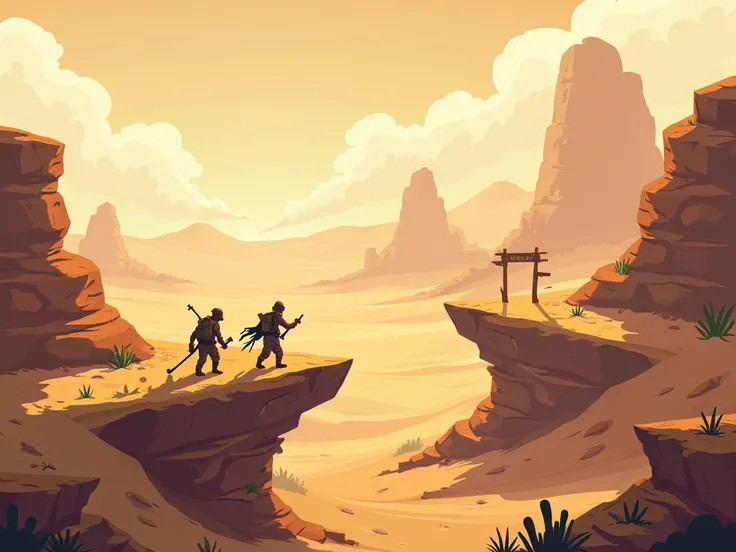 a desert themed background with sandy platforms for 2D platform game