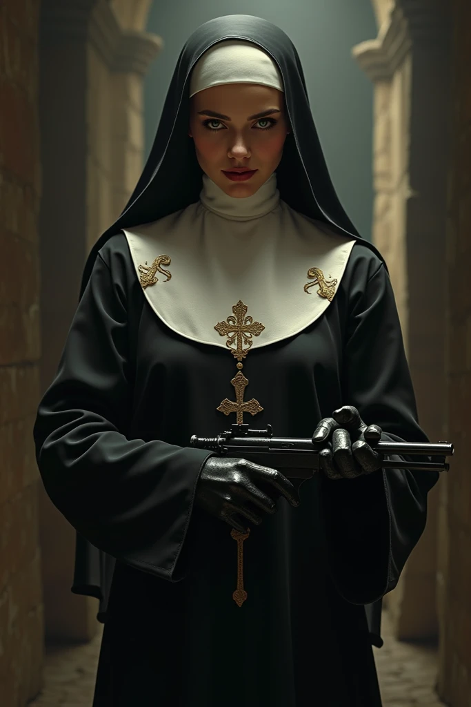 Create a nun with a sexy gun 