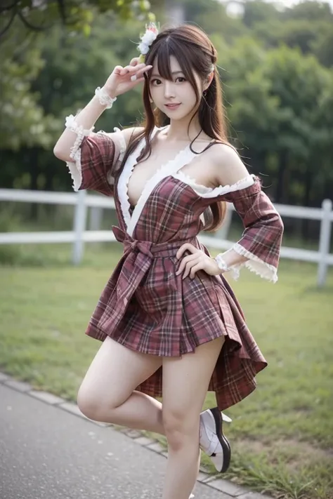 Japanese model woman in costume is posing for a photo shoot,anime  cosplay, anime girl  cosplay,  cosplay, professional  cosplay, looking at the camera、Detailed and beautiful eyes、 cute smile、 soft and gentle expression 