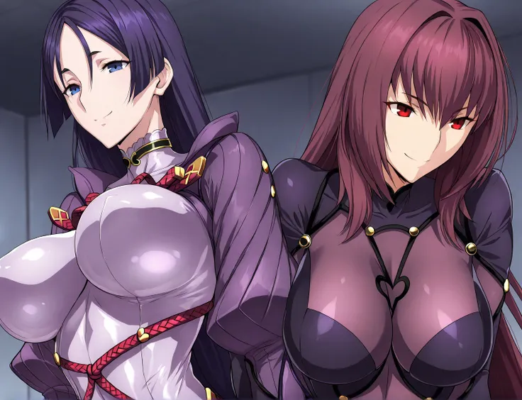 high resolution, masterpiece, necessary, detail, best quality, quality, necessary, tall details, High details, Precise, 
 
2girls, agirl_and_bgirl, ufotable style, ufotable anime, smile

agirl,Scathach, scathach Fate Grand Order, fate,  Fate Grand Order, l...