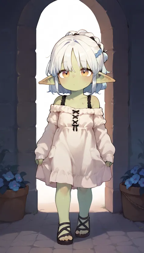 goblin girl,knit dress,off shoulder