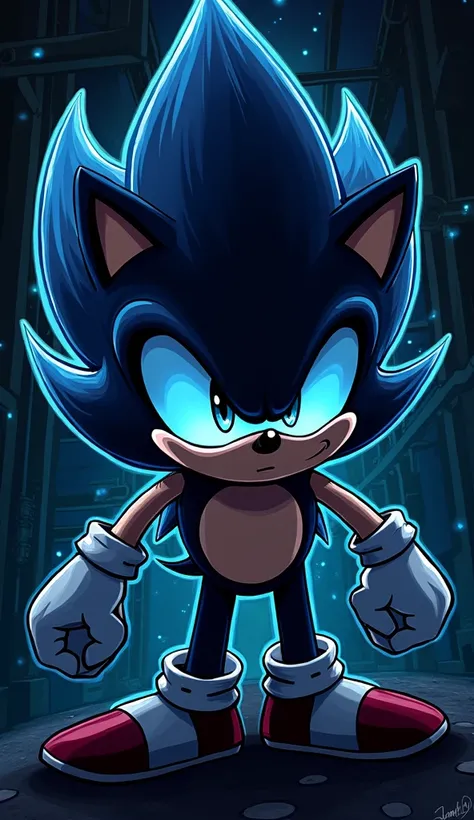 blue and black illustration of sonic the hedghog

