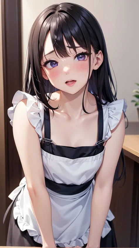 (Sexy Apron:2.0),( embarrassed face, sexual climax, orgasm face, ecstasy,細身の体, highest resolution, best quality,masterpiece,4K,8k,16k,Correct human body, detailed eyes on board, detailed face , very beautiful face , very cute face ,Beautiful  girl :2.0), s...