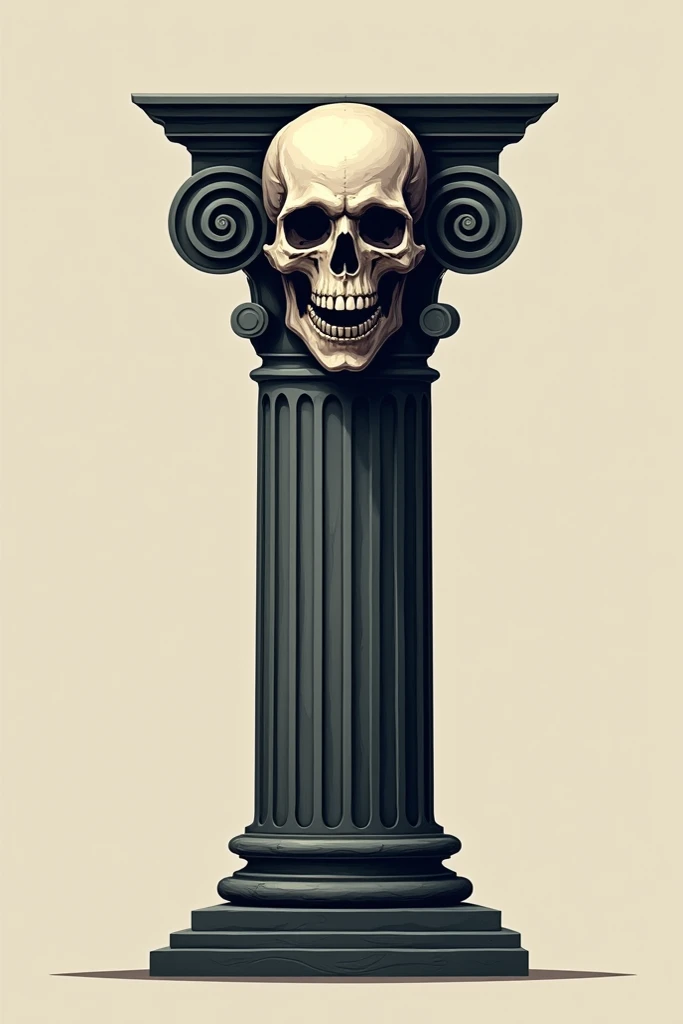 A skull in the middle of a pillar as a logo