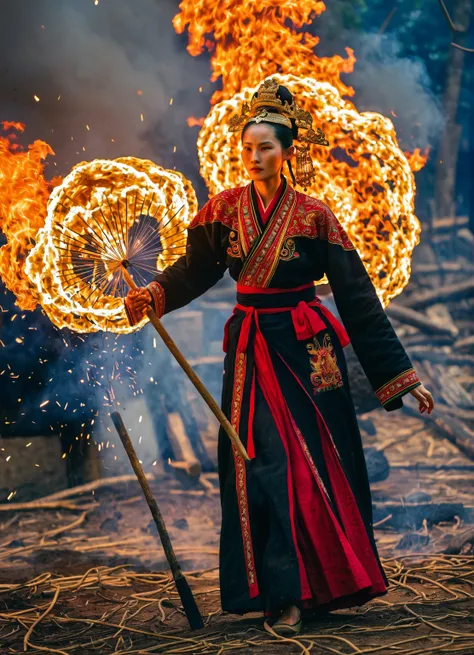  a woman who cultivates the Fire Dao, Covered in fire power  