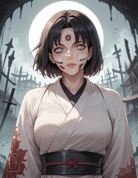 (8k,  best quality,   Masterpiece :1.2), (photorealistic:1.4),  RAW photos ,  best quality,   Ultra High Resolution,  Best Shadow , (whole body:1.4), [ short haired woman,  Japanese Armor ,  Samurai Sword,  Amazing Environments on a Massive Scale, Horror, ...