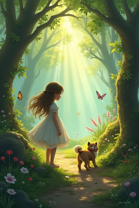 image for a fairy tale ,  where a girl lost her dog