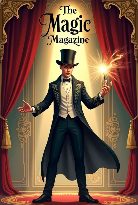  Magician illustration with title : The magic magazine 