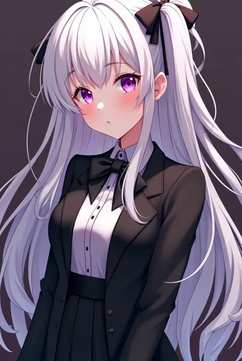 anime girl with white hair and black outfit posing for a picture, anime visual of a cute girl, an anime girl, anime character, 1 7 - year - old anime goth girl, style anime, anime visual of a young woman, akane owari danganronpa, demon anime girl, female a...