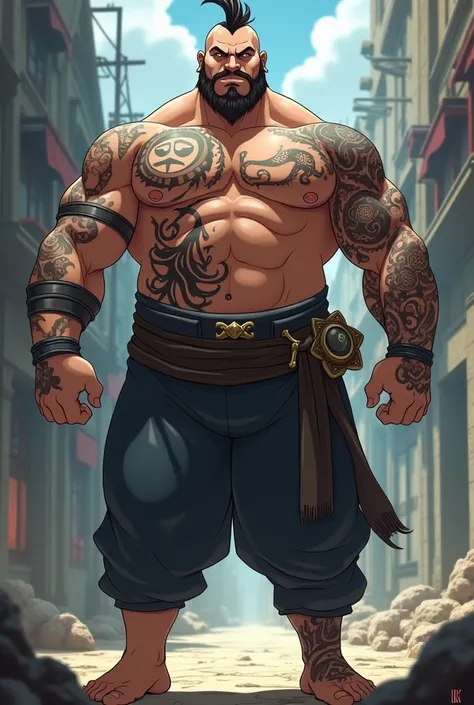  Laios Touden character from the anime series "Dungeon meshi "  with tattoos and fitness clothing dress 