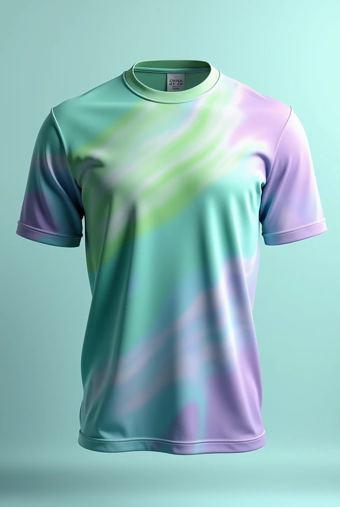 Long sleeve t-shirt with the colors green, lilac and light blue