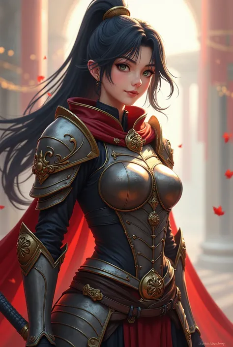 female warrior wearing anime-style armor