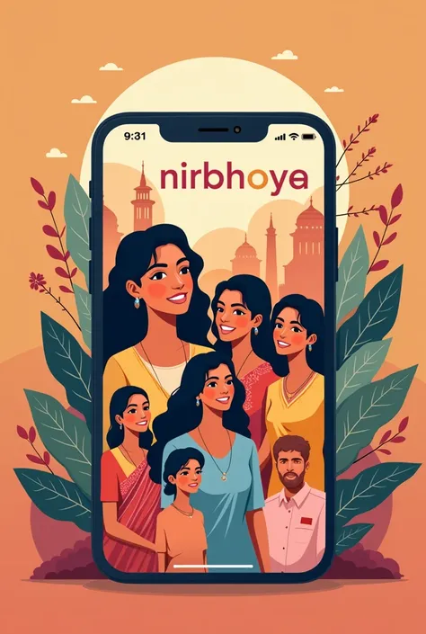 Please generate Image of SRHR awareness related Application where period tracker will be added  and add the name "Nirbhoya" try to include bangladeshi people  picture