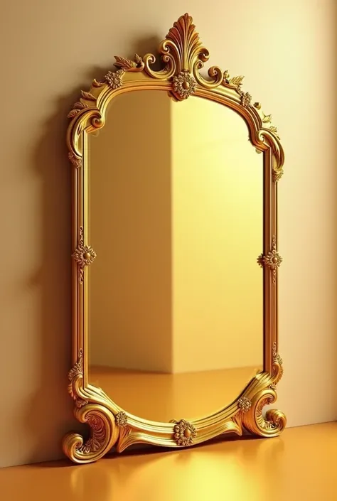 Create a 3D virtual mirror in gold colors 