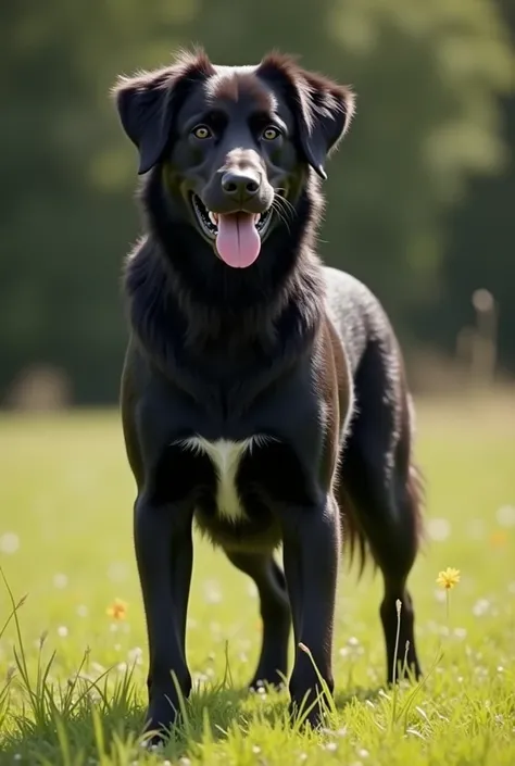 A mix between a black American Labrador and a border collie 