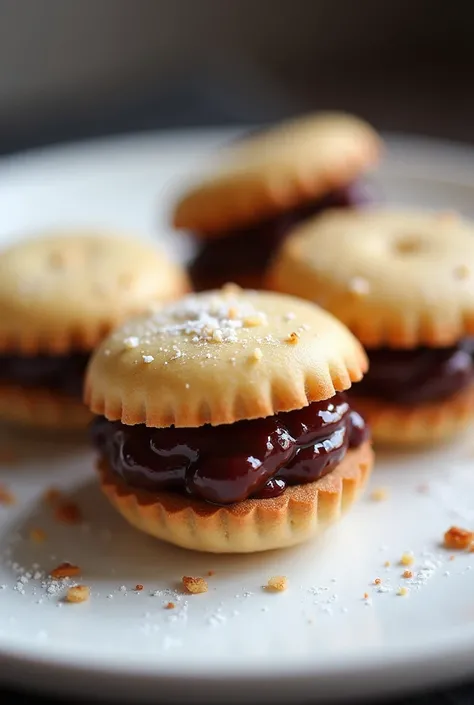 Alfajores chocolate filled with grape jam 