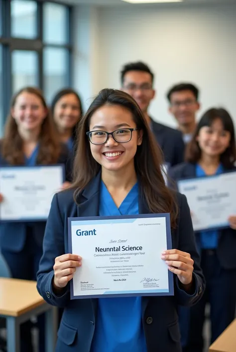 Name of the classroom  "Grant "
 Certificate in onatal science in the hands of students