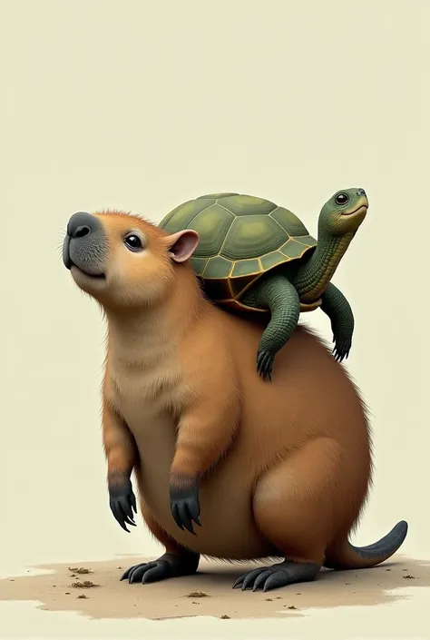 Capybara with a turtle on its back but without a bottom, just the image