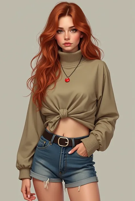 Create a detailed and realistic image of a young woman named Savera Schumacher Rogers Carter. She has an hourglass figure with a height of 163 cm. Her skin is fair and smooth, showcasing a mix of American and Italian facial features. She has long, butterfl...