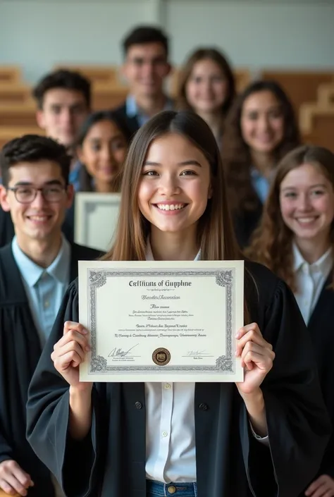 Certificate in the hands of students 