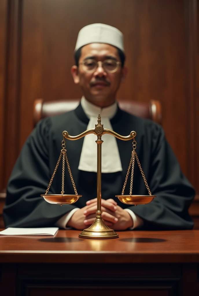 Courtroom Scene
Theme: The legal battle.
Visual:
A judge in traditional Malaysian judicial robes, Syariah Court on one side, and a civil court on the other.
Animated scales of justice in the middle, tipping toward Syariah law.
Emotion: Conflict and gravity...