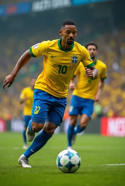 Will Smith playing soccer for the Brazil team 