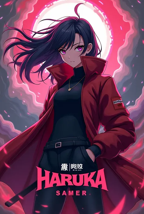 MAKE A LARGE YOUTUBE BANNER FEATURING THE WIND BREAKER CHARACTER HARUKA SAKURA WITH THE NAME OF THE OFFICIAL SAKURA GAMER CHANNEL 