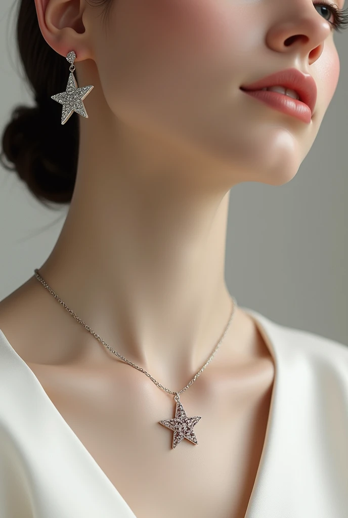 pale neck with a realistic star-shaped necklace 8k