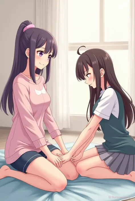 Do an anime one massaging the others foot 