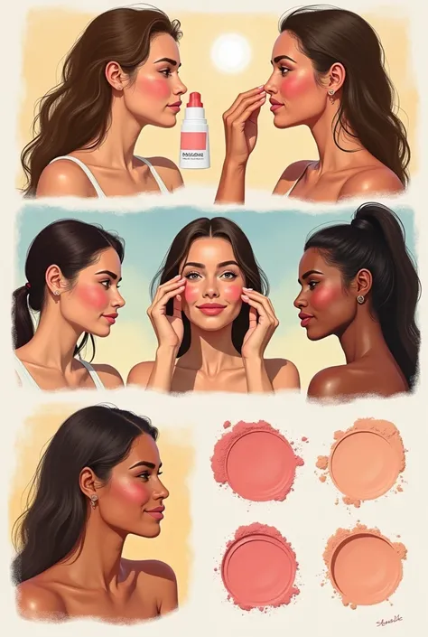 Storyboard The use of sunscreen blush, soft texture, easy to smooth, does not last all day, suitable for all skin tones. Use a UV camera. Compare with other brands of cards that our blush can actually protect the sun.