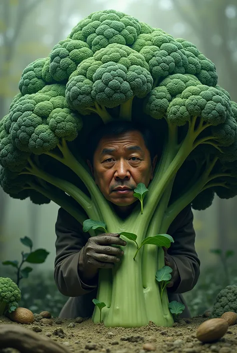 Hideo Kojima eaten by broccoli